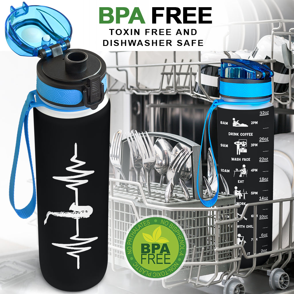 Saxophone Heartbeat Hydro Tracking Bottle