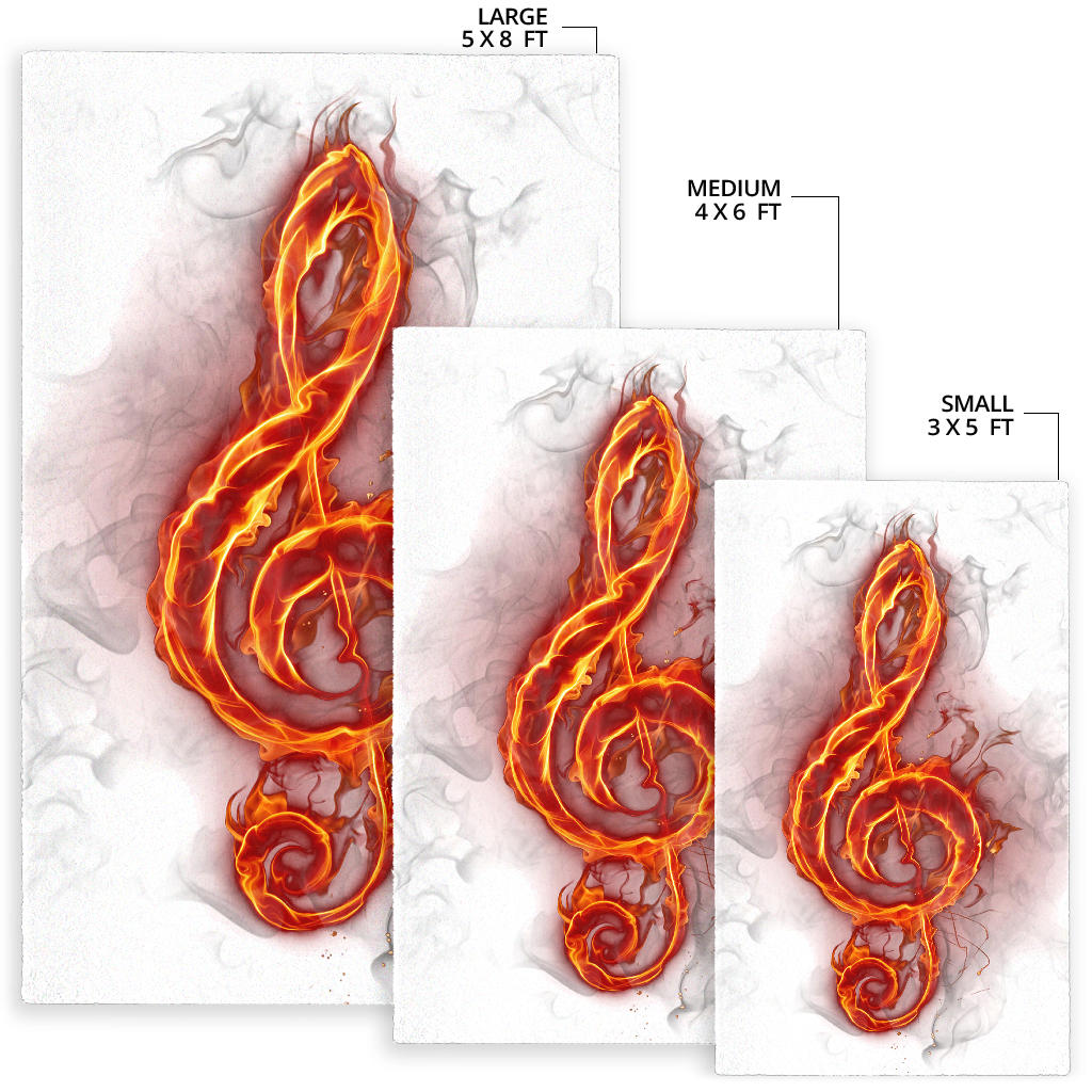 Treble Clef Fire White Area Rug