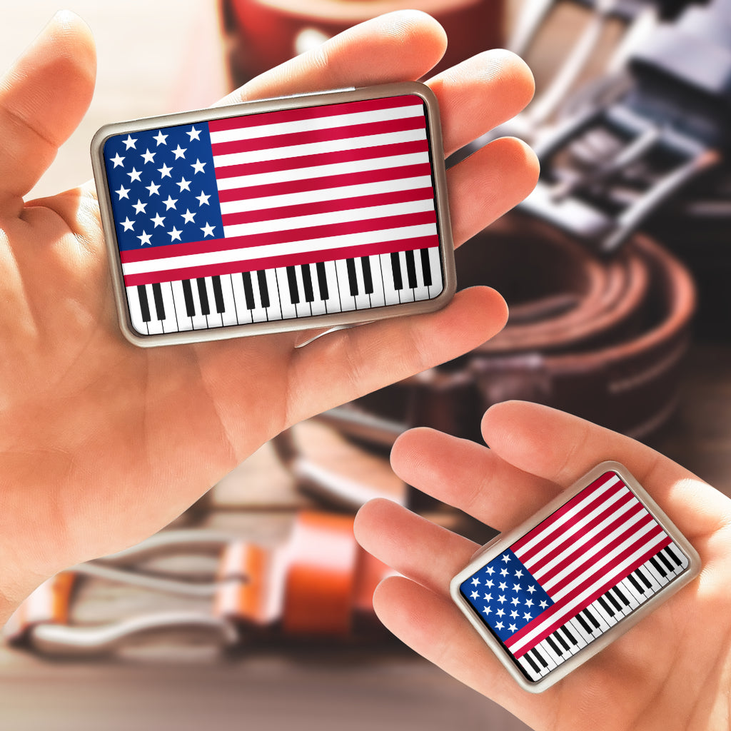 Stunning American Flag Piano Key Belt Buckle