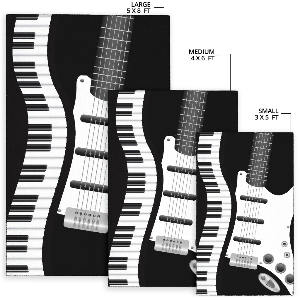 Piano And White Electric Guitar Area Rug