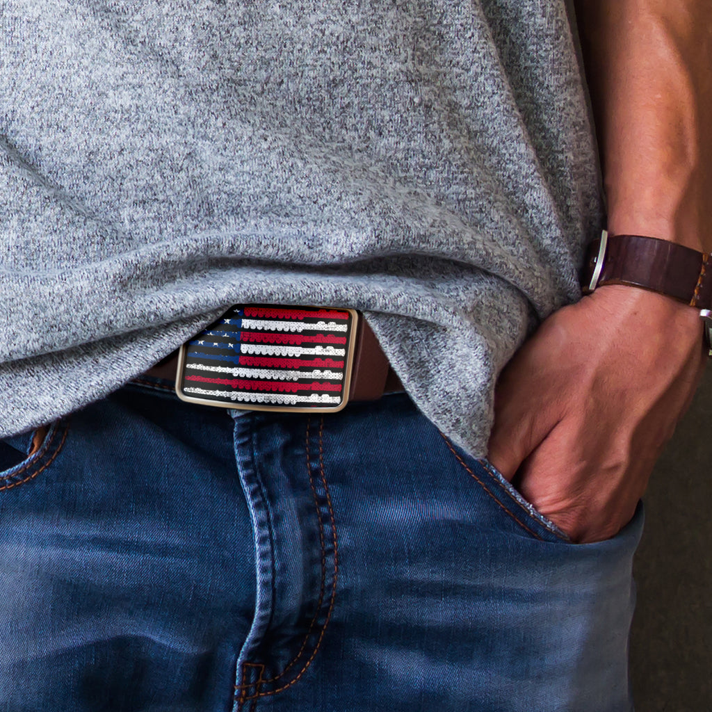 Stunning American Flag Flute Belt Buckle