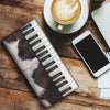 Piano Keys Fur Leather Wallet