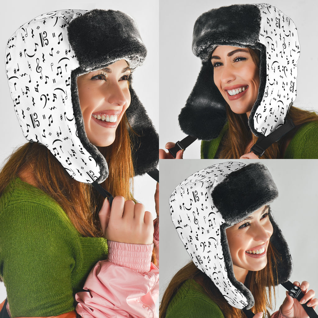 Musical Seamless White Trapper Hat
