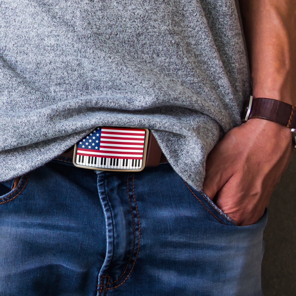 Stunning American Flag Piano Key Belt Buckle