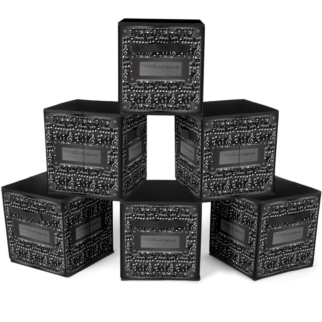 Music Notes Black Storage Cube