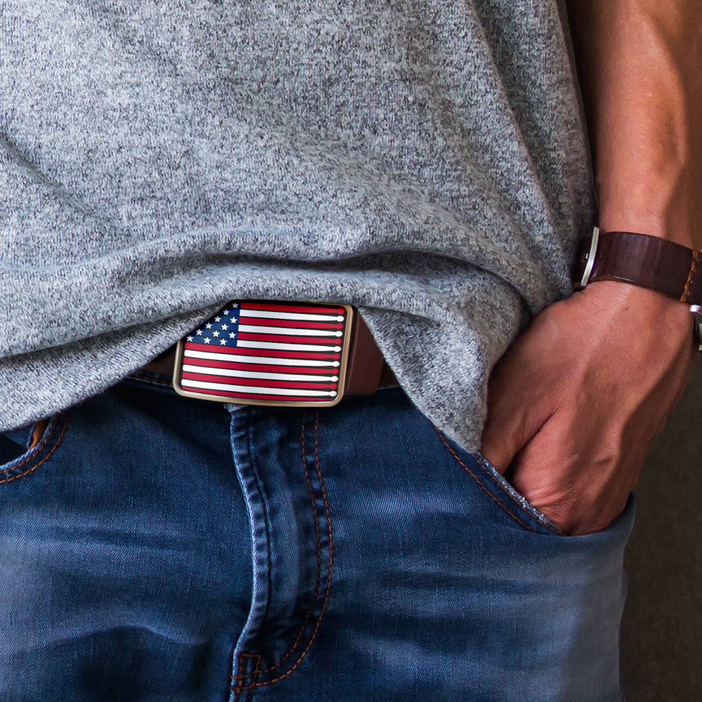 Stunning American Flag Drum Belt Buckle