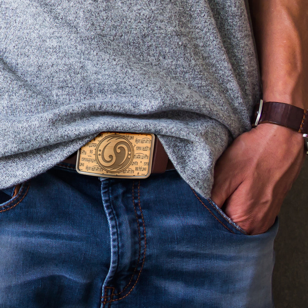 Yin Yang Bass Clef Belt Buckle