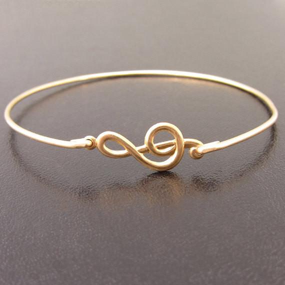 Treble Clef Bangle Bracelet - Artistic Pod