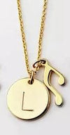 Personalized Initial Necklace Music Note