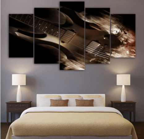5 Pieces Dark Guitar Canvas Art - { shop_name }} - Review