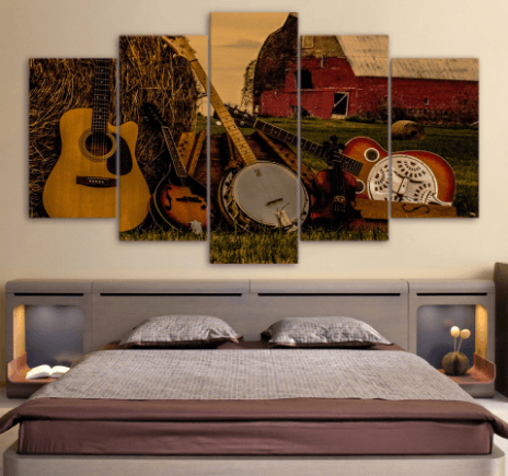 5 Pieces Country Guitar Canvas Art