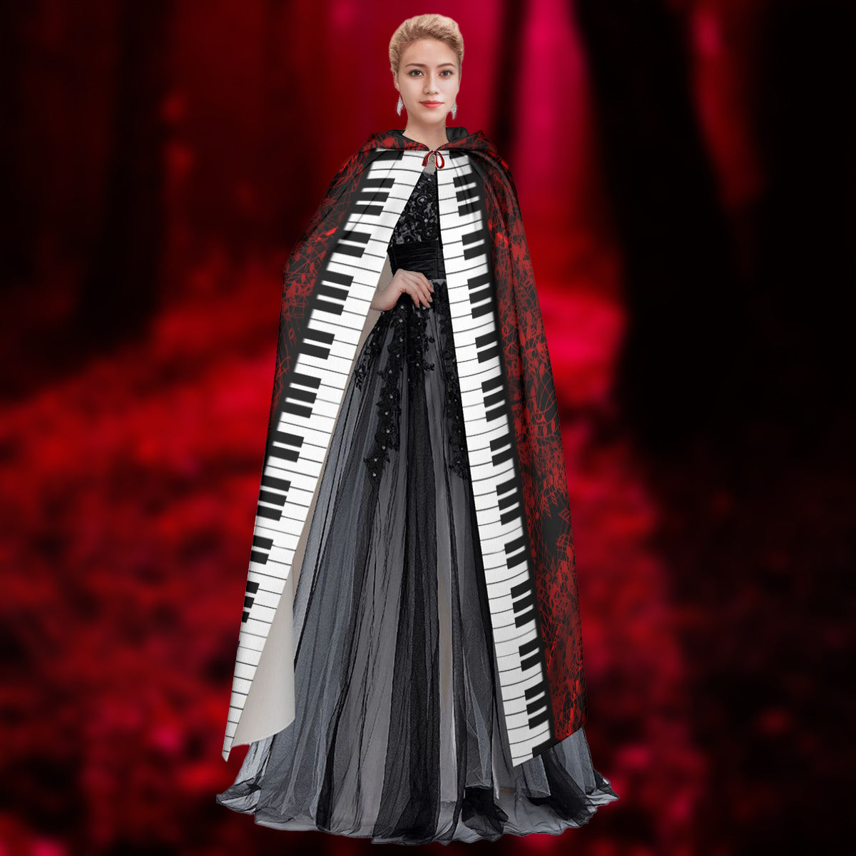 Piano Music Hooded Cloak