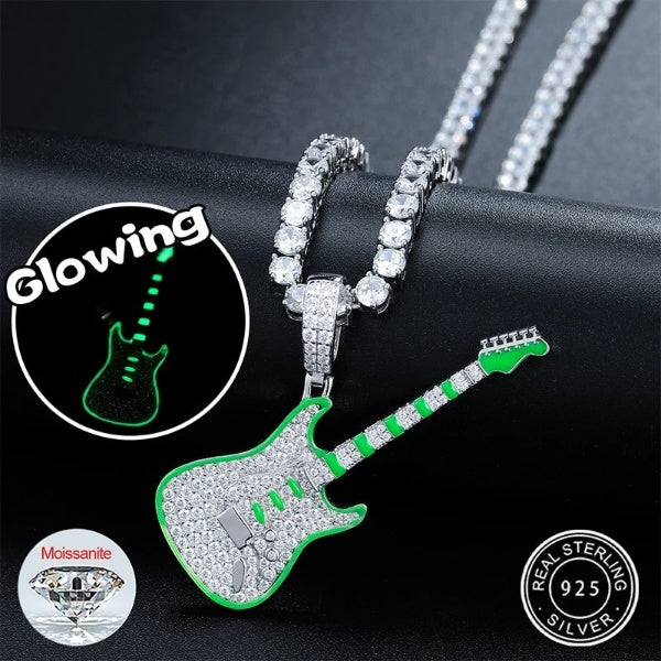 Glowing Guitar Moissanite Pendant