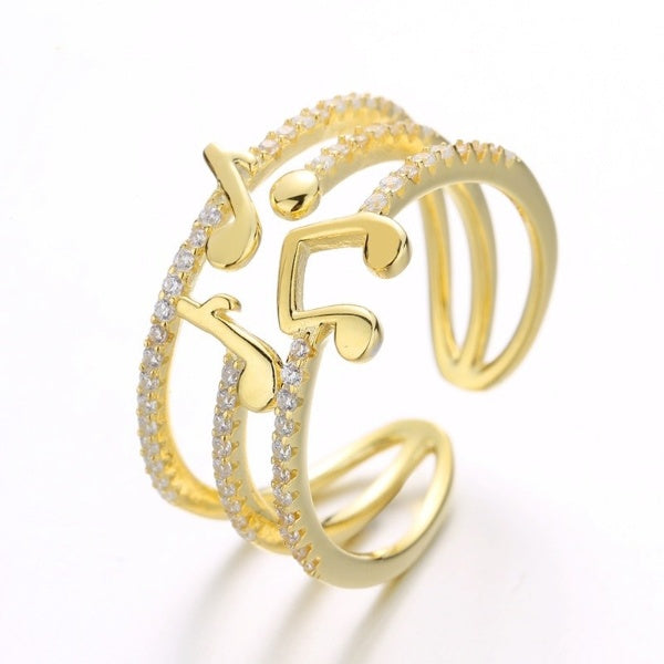 Resizable Musical Note Gold Ring