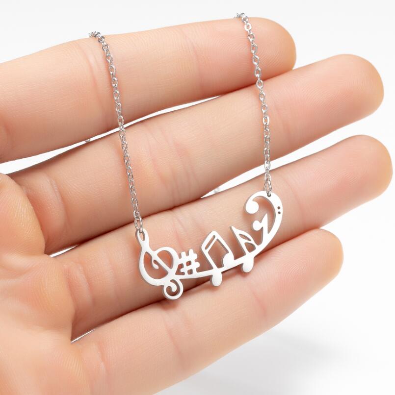 Silver-Gold Music Notes Necklace