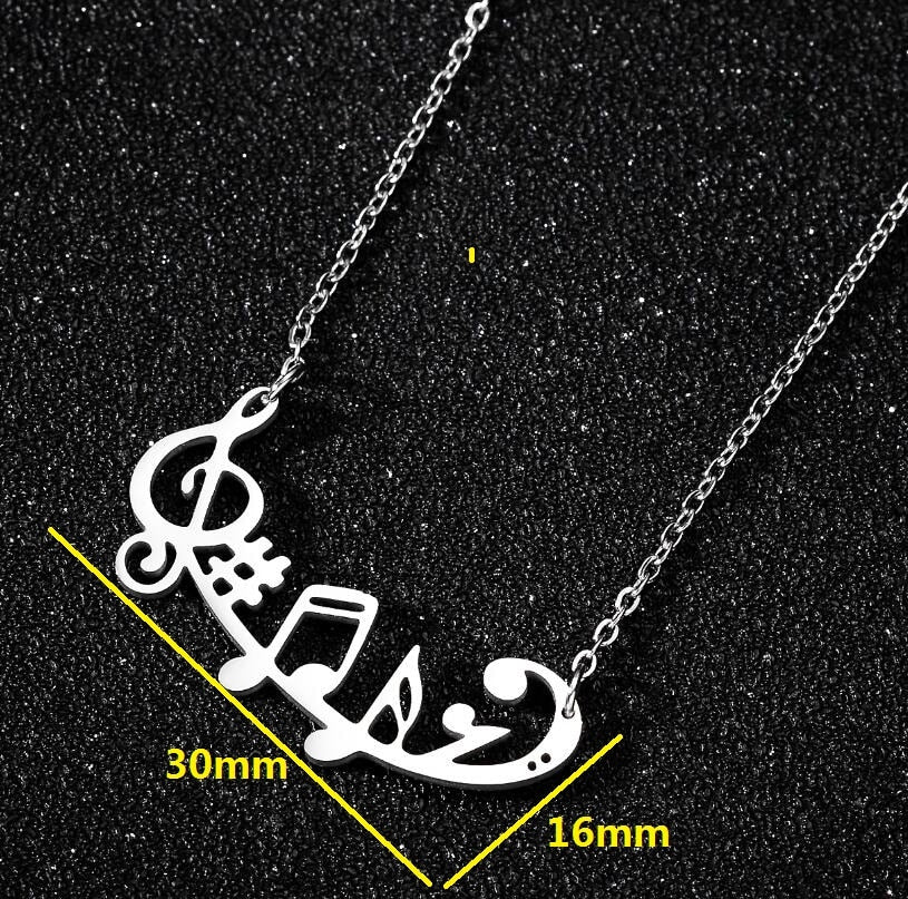 Silver-Gold Music Notes Necklace