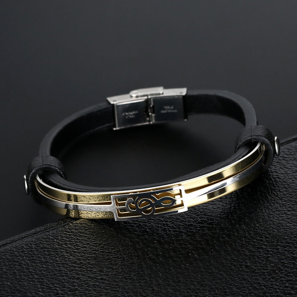 Music Note Gold Leather Bracelet