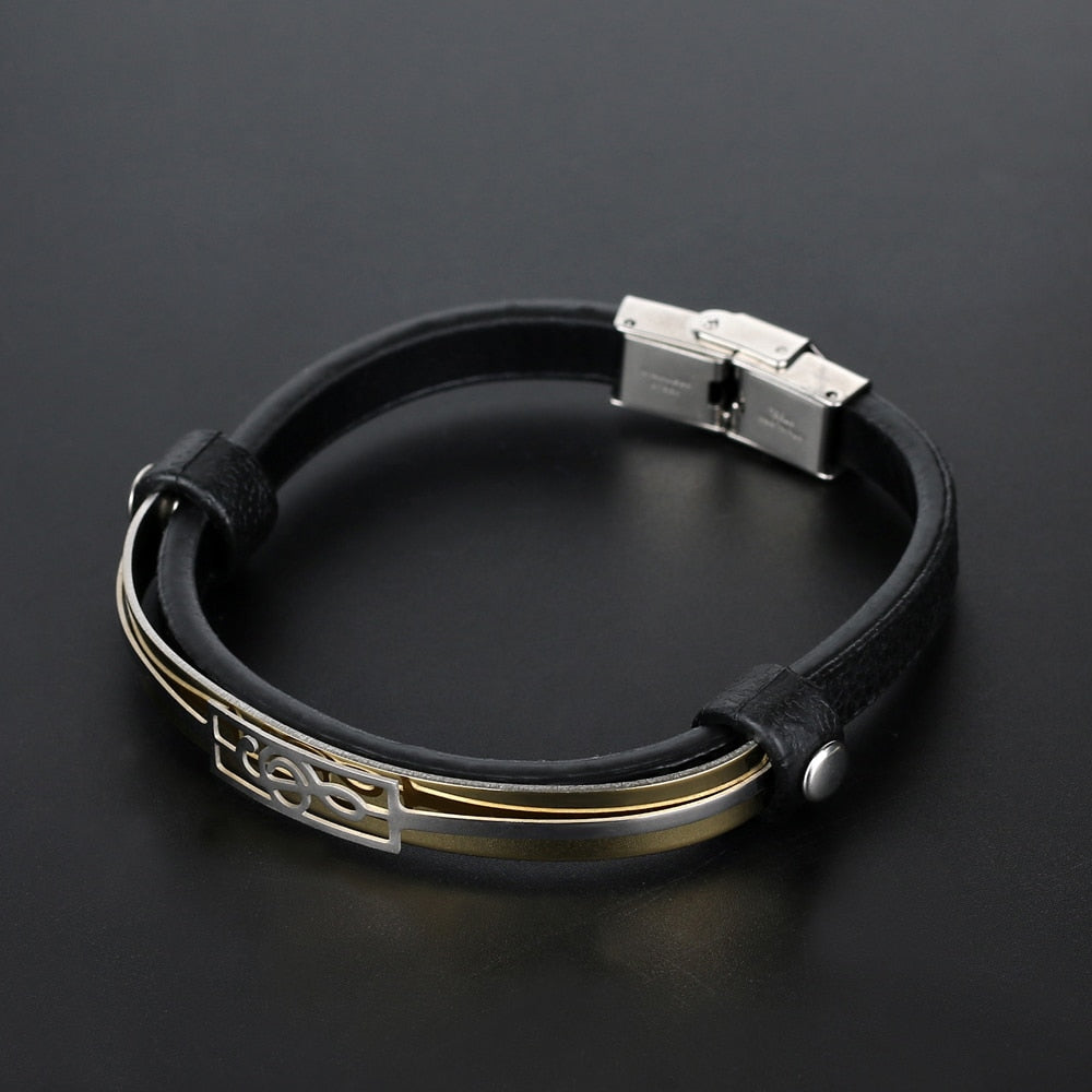 Music Note Gold Leather Bracelet