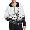 Piano Key and Music Notes Zip Hoodie
