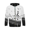 Piano Key and Music Notes Zip Hoodie