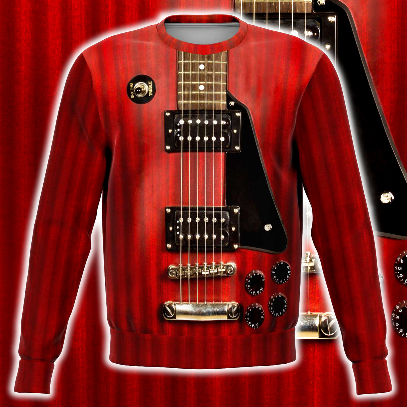Red  Electric Guitar Sweatshirt