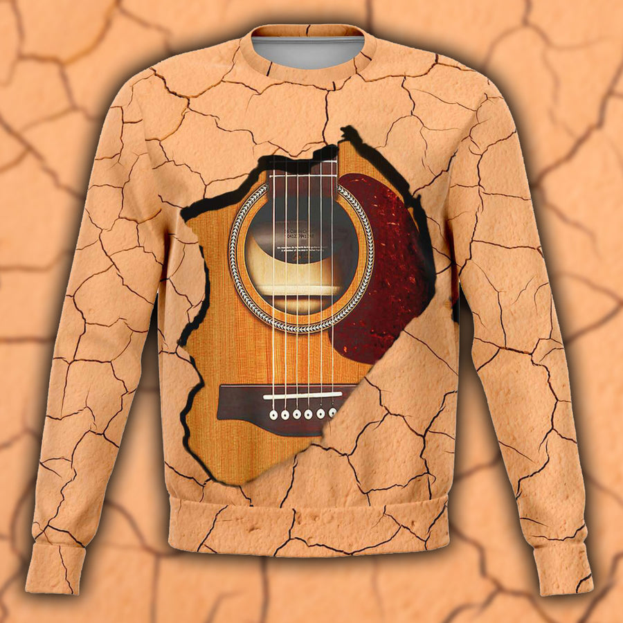 Stunning Wooden Guitar Inside Sweatshirt