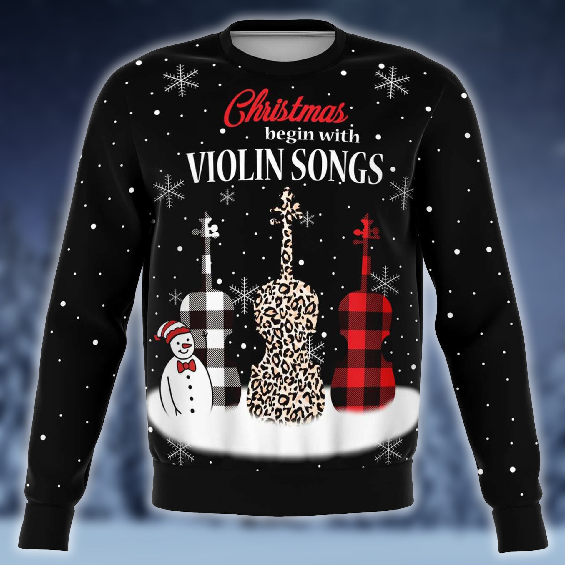 Christmas Begin With Violin Songs Black Sweatshirt