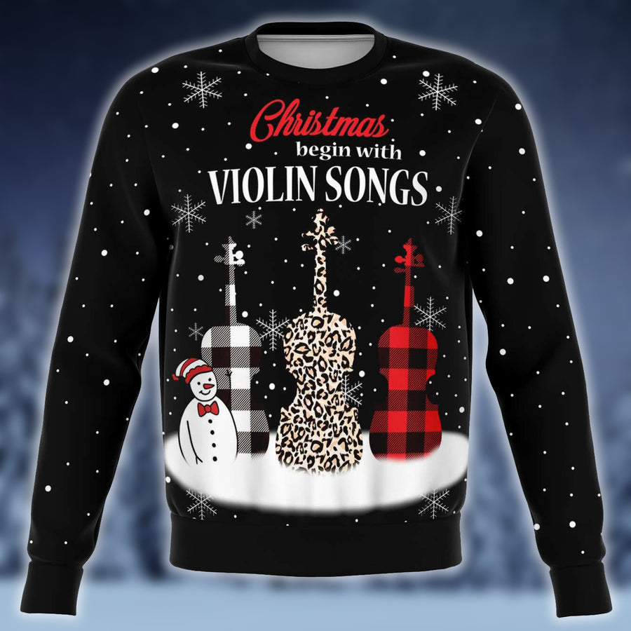 Christmas Begin With Violin Songs Black Sweatshirt