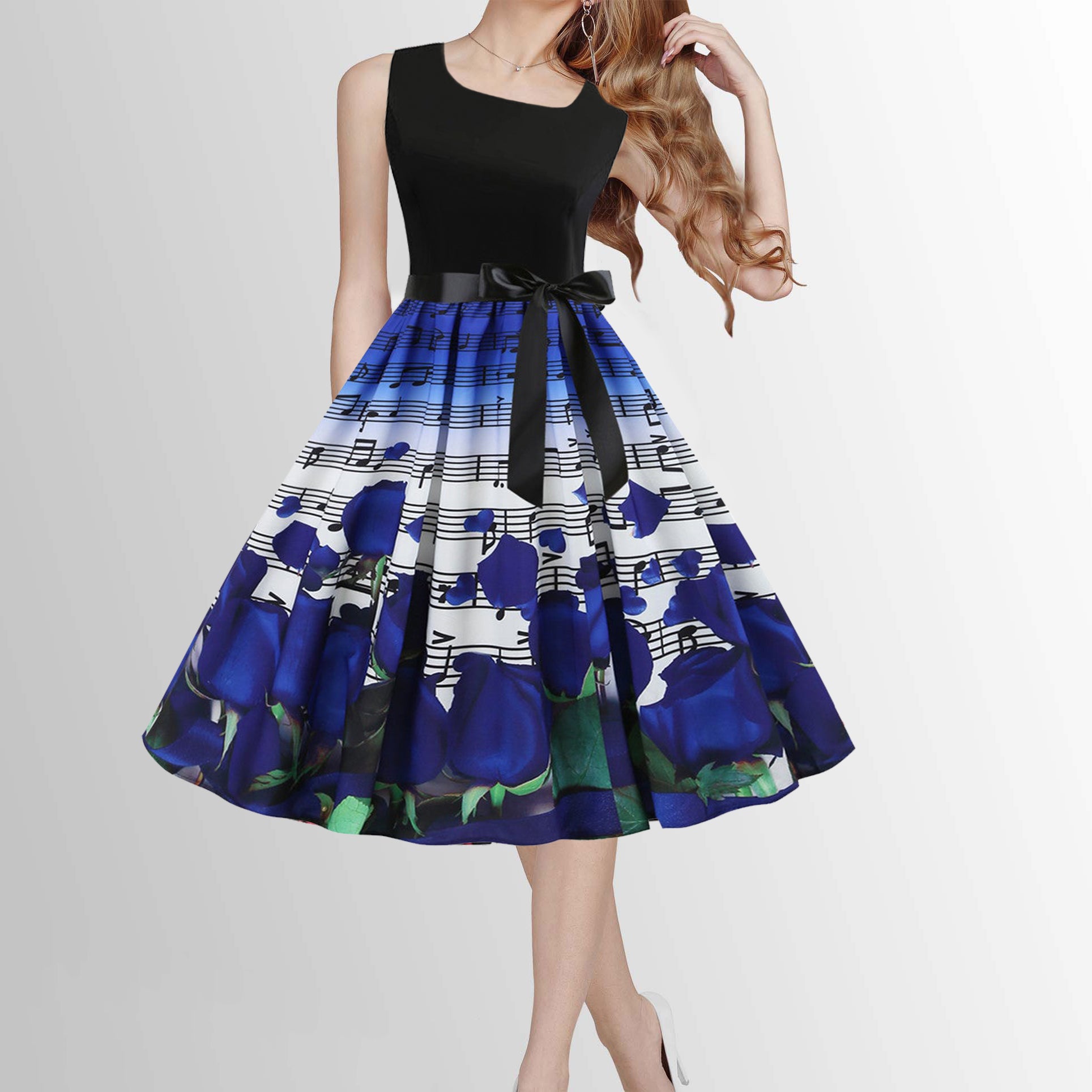 Rose & Music Swing Dress