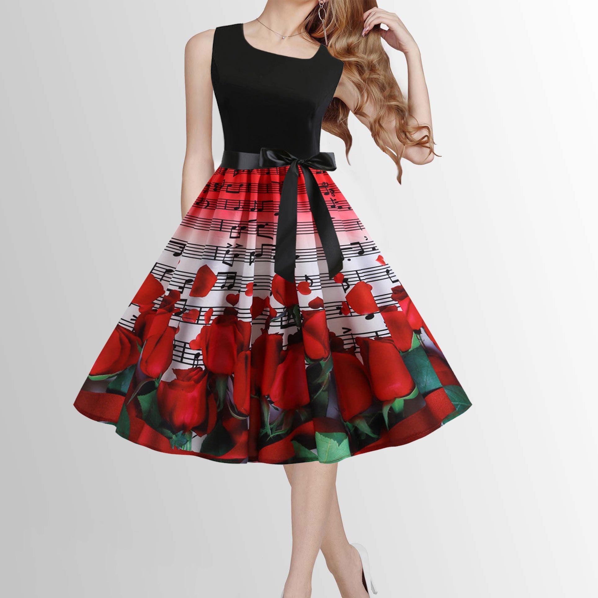 Rose & Music Swing Dress