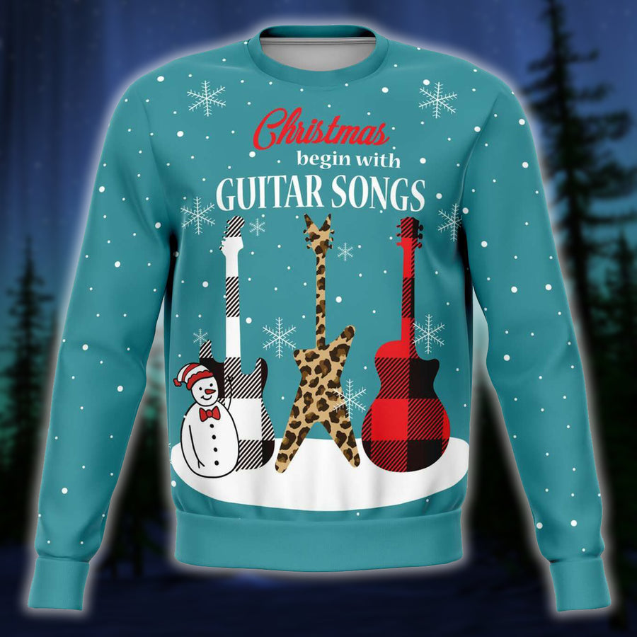 Christmas Begin With Guitar Songs Ocean Sweatshirt