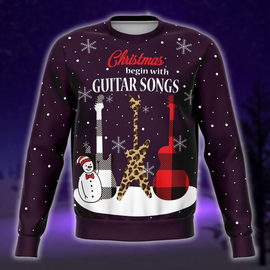 Christmas Begin With Guitar Songs Plum Sweatshirt
