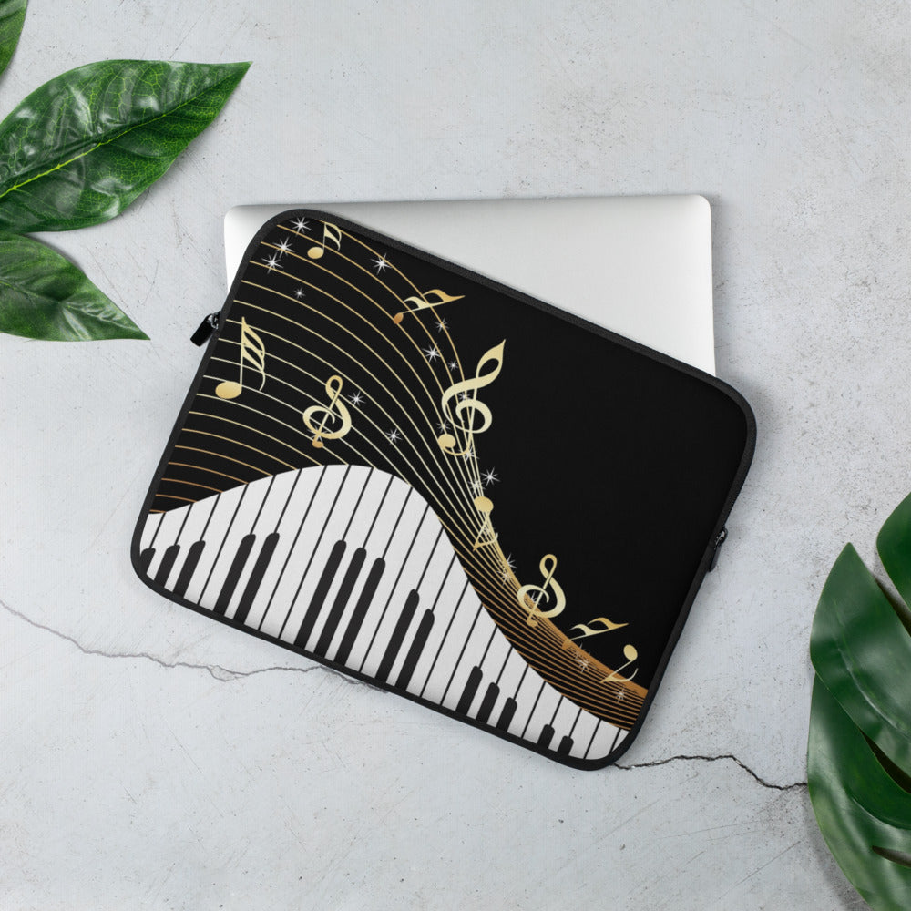 Piano Key With Music Notes Laptop Sleeve