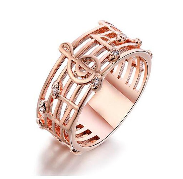 Musical Note Fashionable Charm Micro CZ Zircon Ring - Artistic Pod