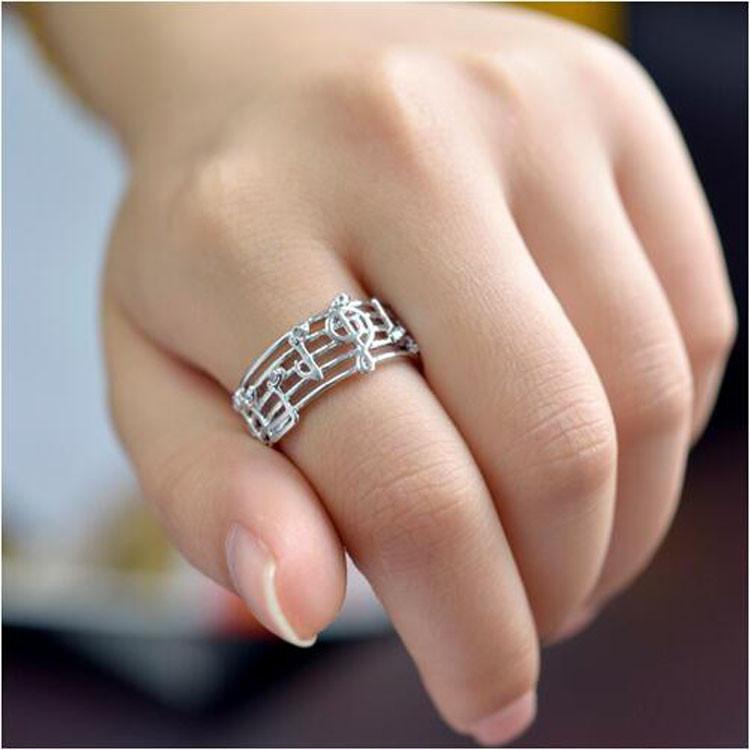Musical Note Fashionable Charm Micro CZ Zircon Ring - Artistic Pod