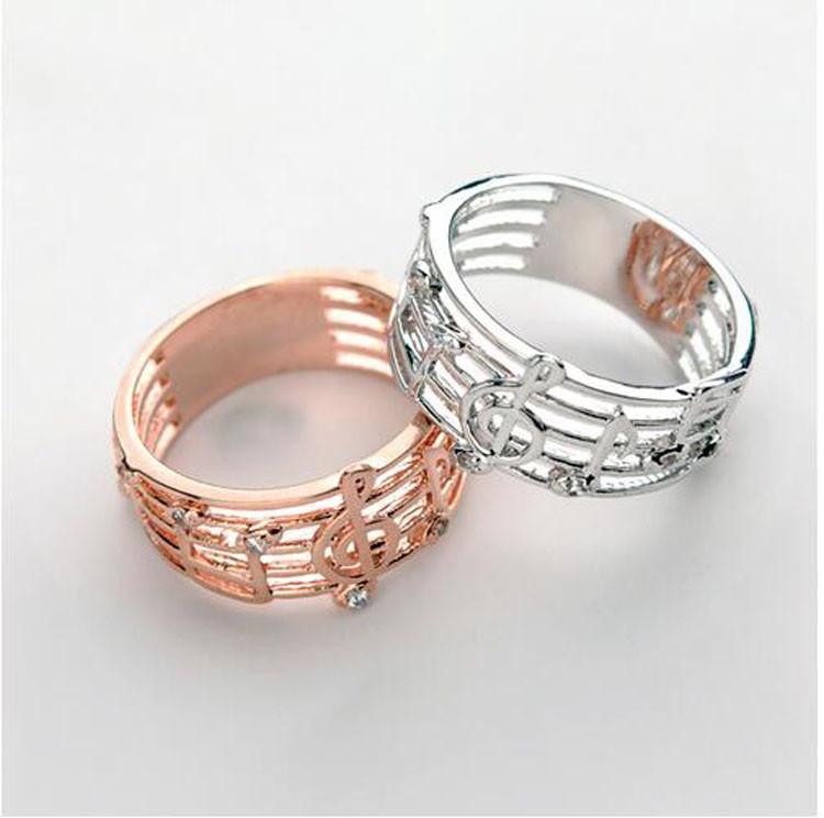 Musical Note Fashionable Charm Micro CZ Zircon Ring - Artistic Pod