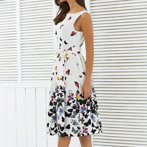 Vintage White Floral Butterfly Dress