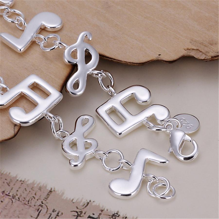 Silver Plated Musical Notes Bracelet - Artistic Pod