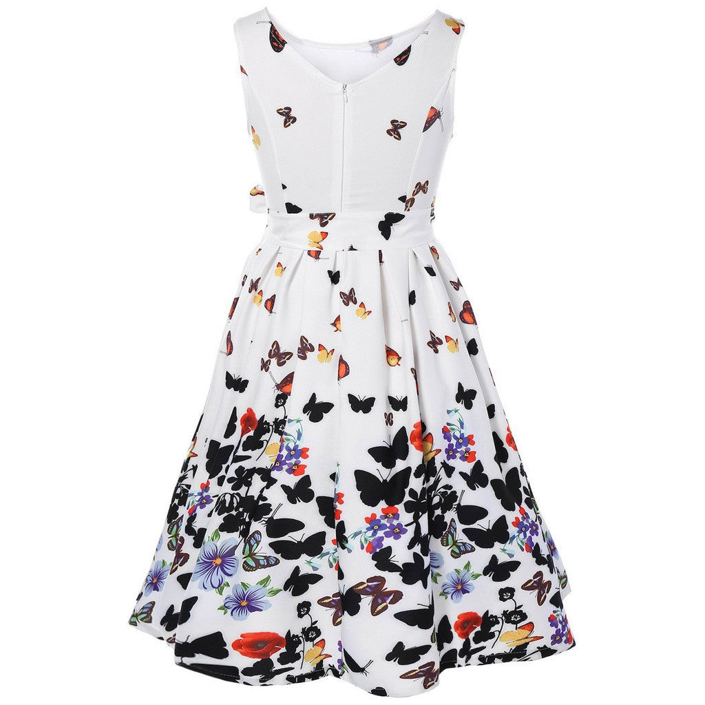 Vintage White Floral Butterfly Dress