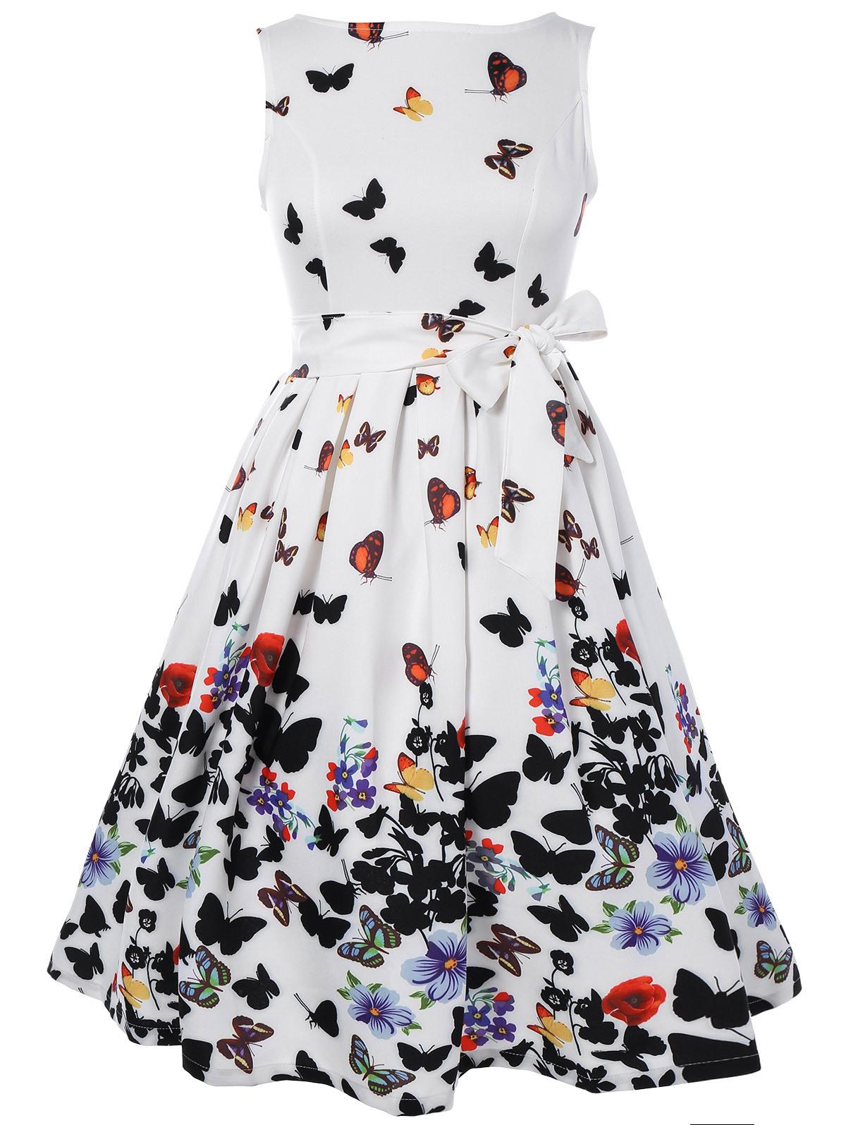 Vintage White Floral Butterfly Dress