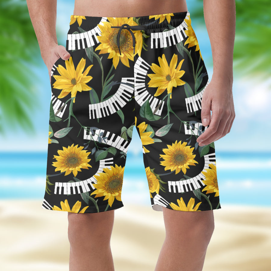 Piano Keys Sunflower Casual Shorts