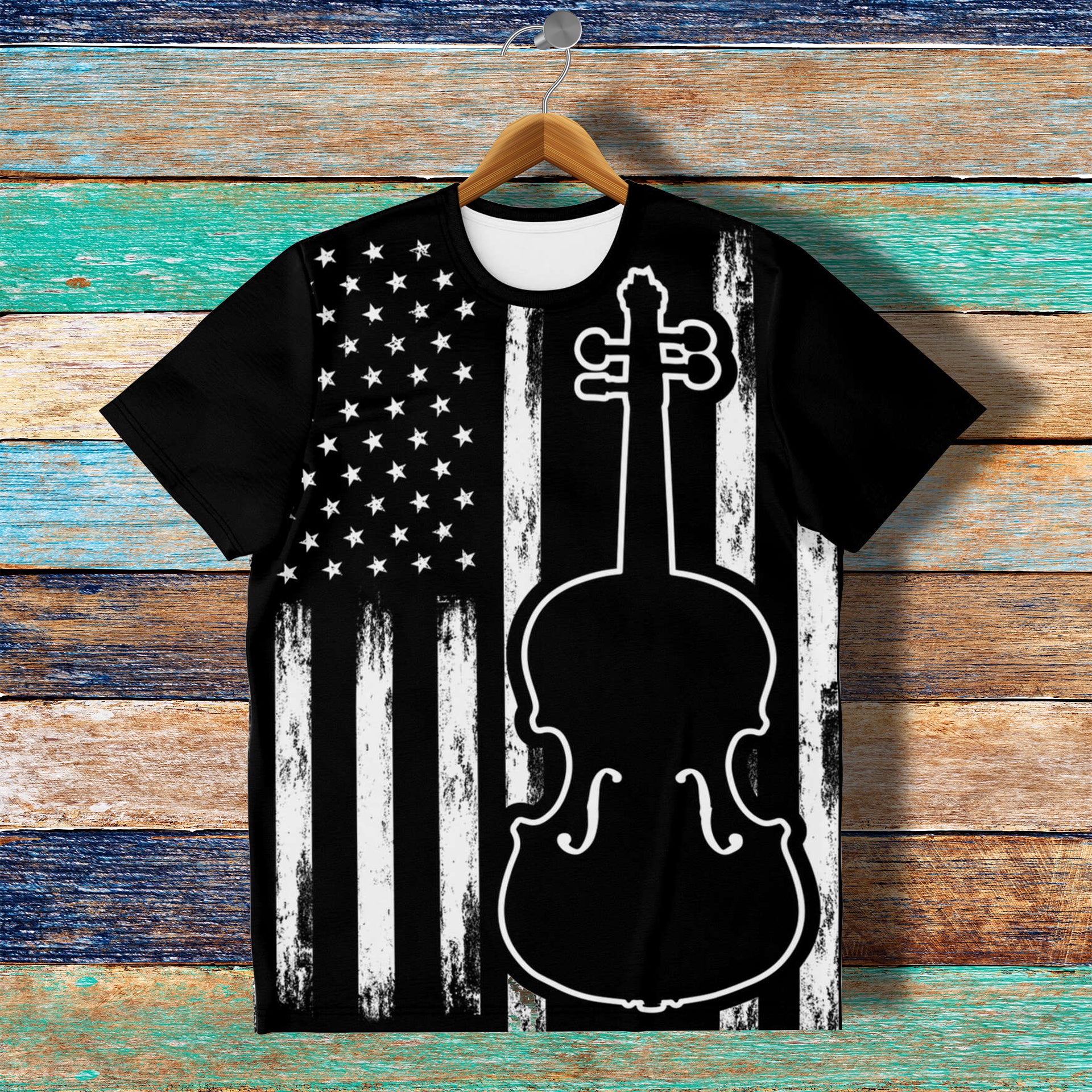 Violin American Flag T-Shirt