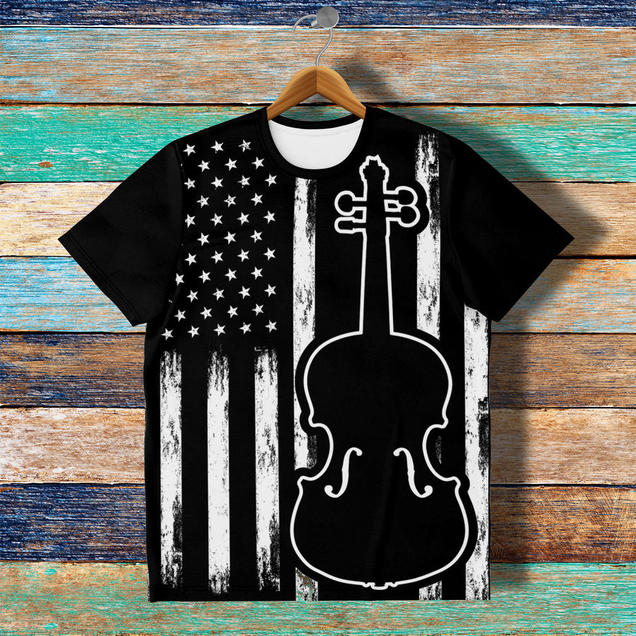 Violin American Flag T-Shirt