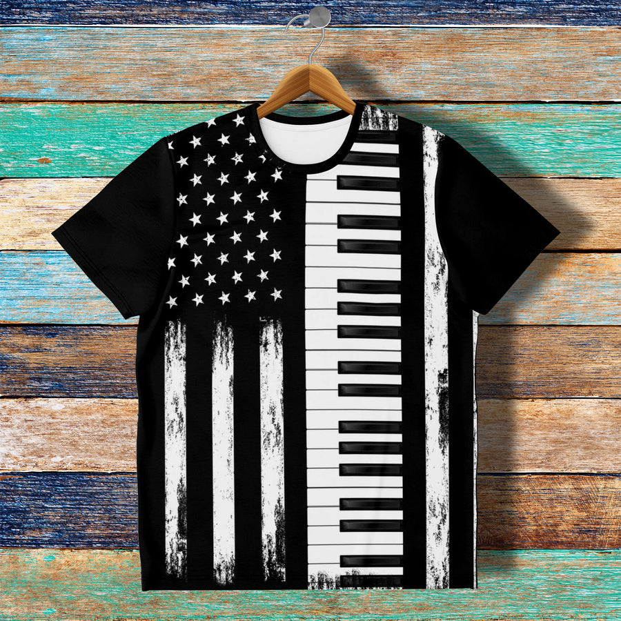 Piano American Flag T-Shirt