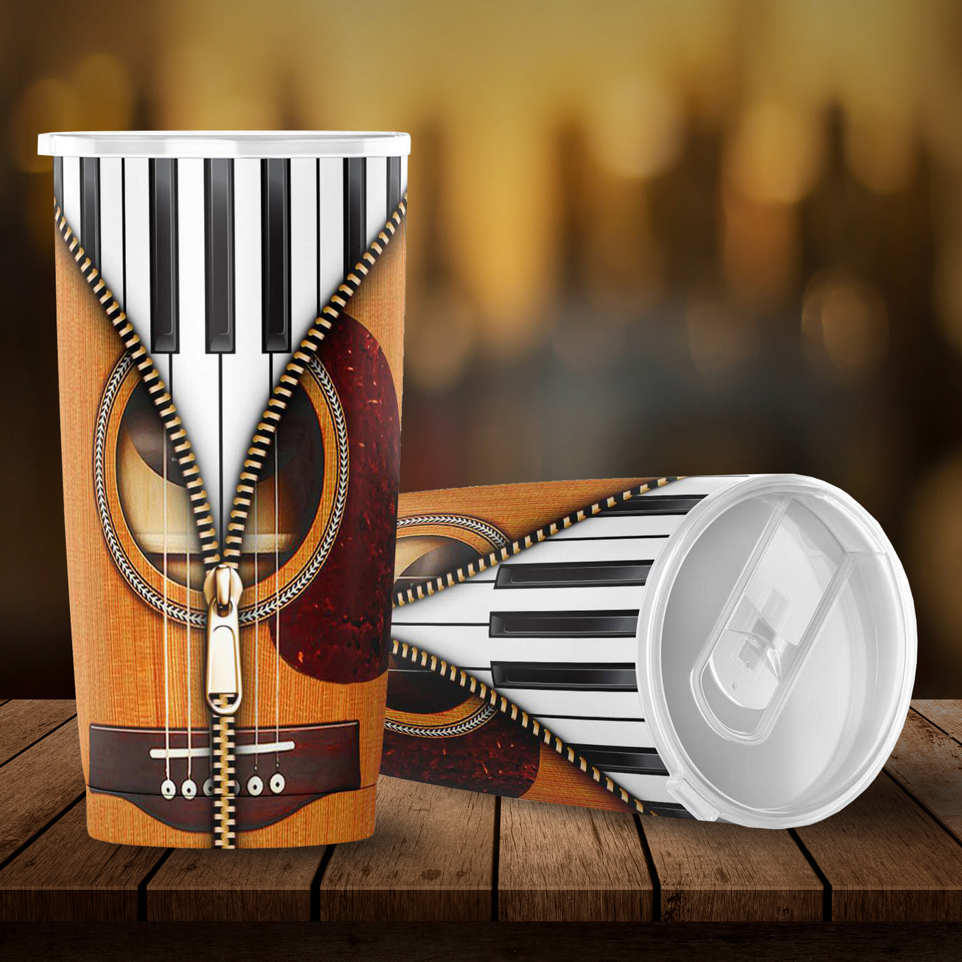 Wooden Guitar Zip Tumbler