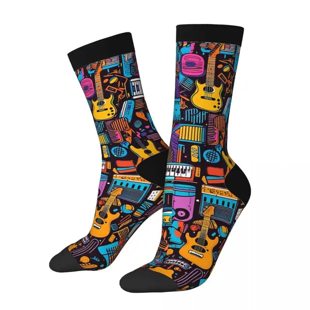 Retro Guitar Crew Socks