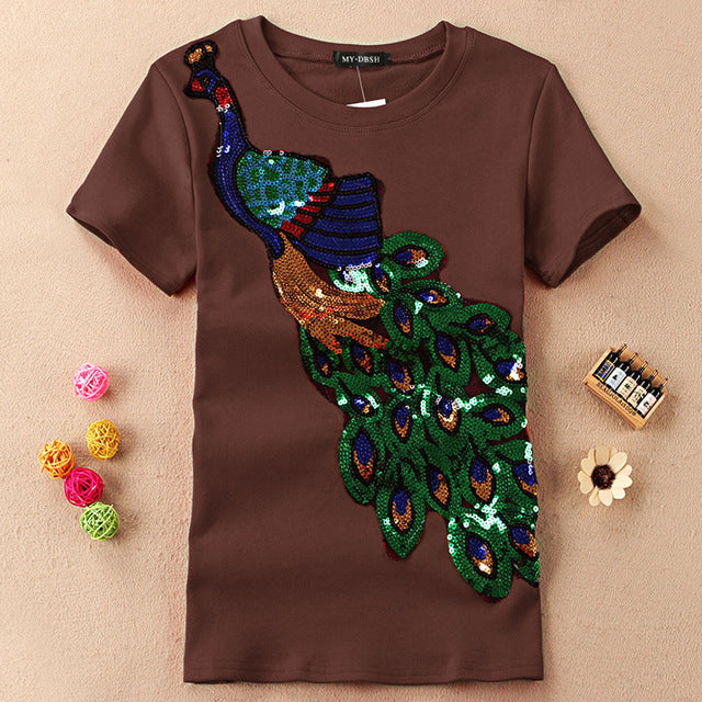 Peacock Sequins T-Shirt