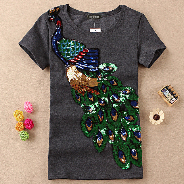 Peacock Sequins T-Shirt