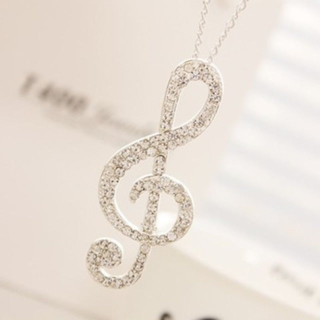 Free - Crystal Music Note Necklace &Pendant
