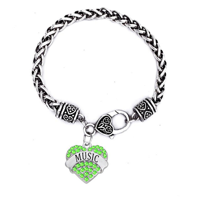 Music Heart Charm Bracelets